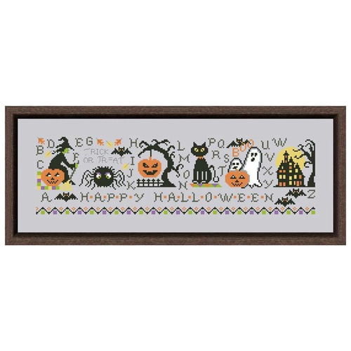 送料無料】☆ハッピーハロウィン／ライトグレー14CT☆クロス