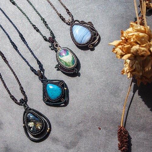 天然石マクラメネックレス シャッタカイト ネックレス・ペンダント  