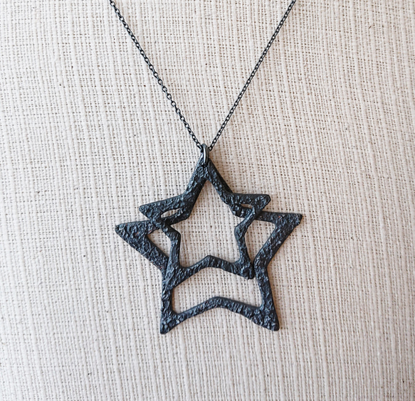"Concrete"  silver  long necklace   ( 星 ) 1枚目の画像