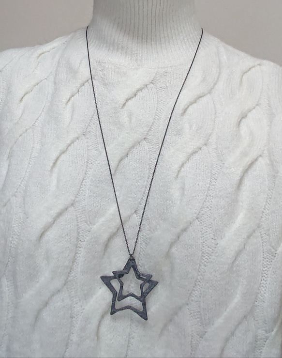 "Concrete"  silver  long necklace   ( 星 ) 4枚目の画像