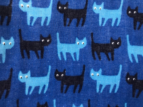 猫　ダブルガーゼ   ワイドパンツ    両サイドポケット　ゴムウエスト　濃青系 11枚目の画像