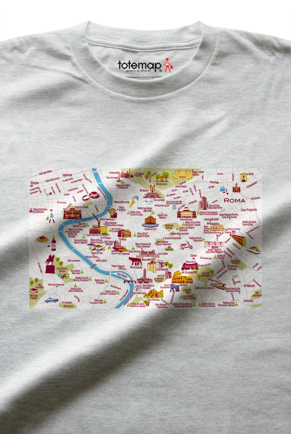 map-T ローマ（イタリア）地図 半袖Tシャツ 10枚目の画像
