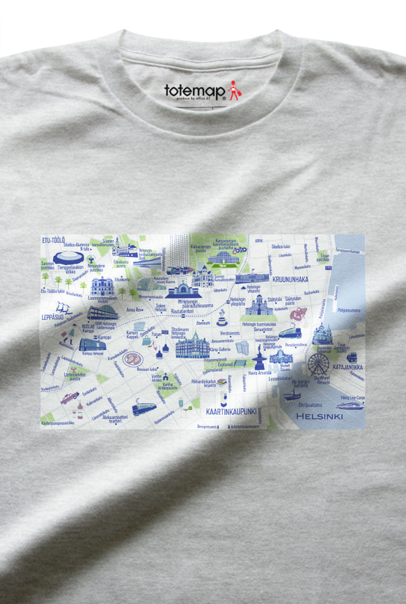 map-T ヘルシンキ（フィンランド）地図 半袖Tシャツ 9枚目の画像