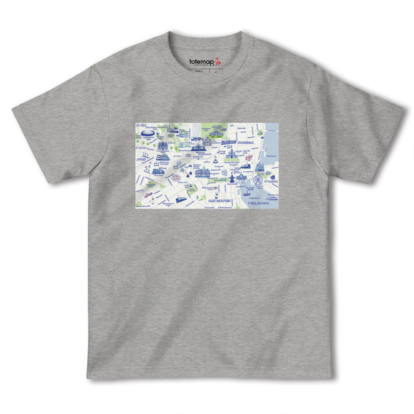 map-T ヘルシンキ（フィンランド）地図 半袖Tシャツ 4枚目の画像