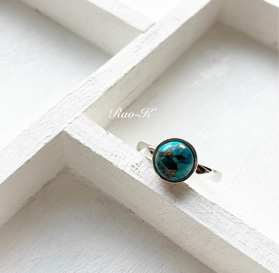 ✨silver925大人のシンプルリング〜ブルーコッパーターコイズ