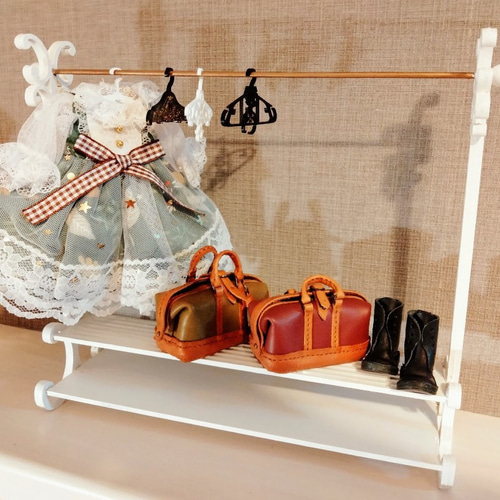 1/6ドール用 ハンガーラックロング 白 その他人形 atelier