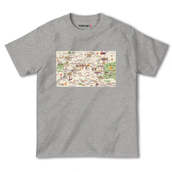 map-T マドリード（スペイン）地図 半袖Tシャツ 4枚目の画像