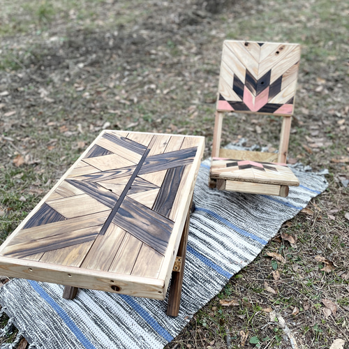 オーダーメイド アウトドアテーブル オルテガ柄の通販 by