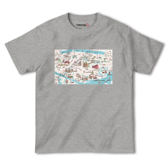 map-T コペンハーゲン（デンマーク）地図 半袖Tシャツ 4枚目の画像