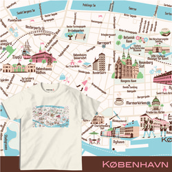 map-T コペンハーゲン（デンマーク）地図 半袖Tシャツ 1枚目の画像