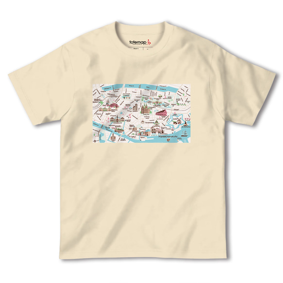 map-T コペンハーゲン（デンマーク）地図 半袖Tシャツ 6枚目の画像