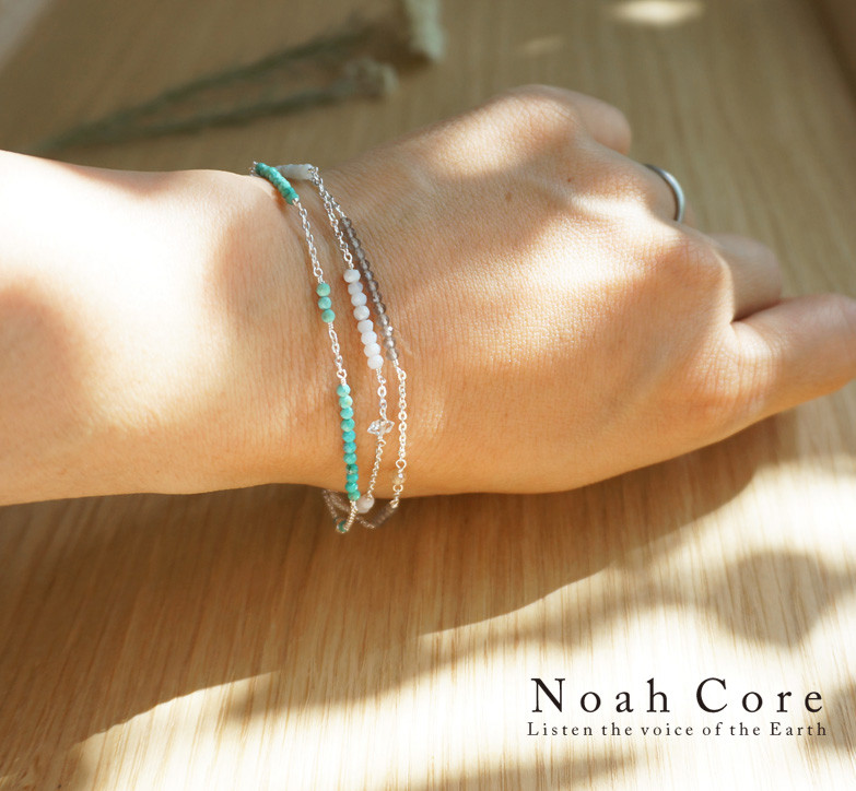 小粒天然石のにぎやかブレスレット_Silver925