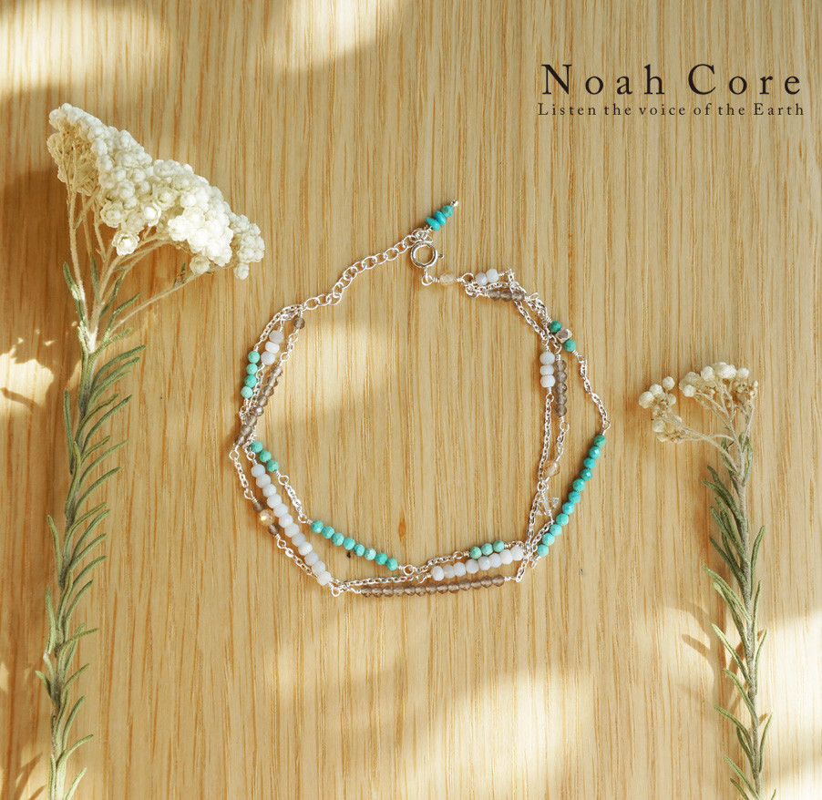 小粒天然石のにぎやかブレスレット_Silver925