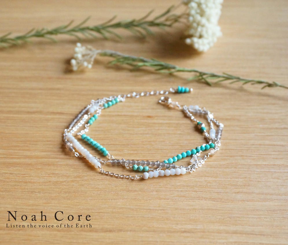 小粒天然石のにぎやかブレスレット_Silver925