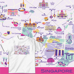 map-T シンガポール 地図 半袖Tシャツ 1枚目の画像