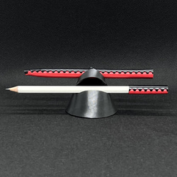 本革１本挿し鉛筆ケース・ダブル[革組子]：赤×黒　 2枚目の画像