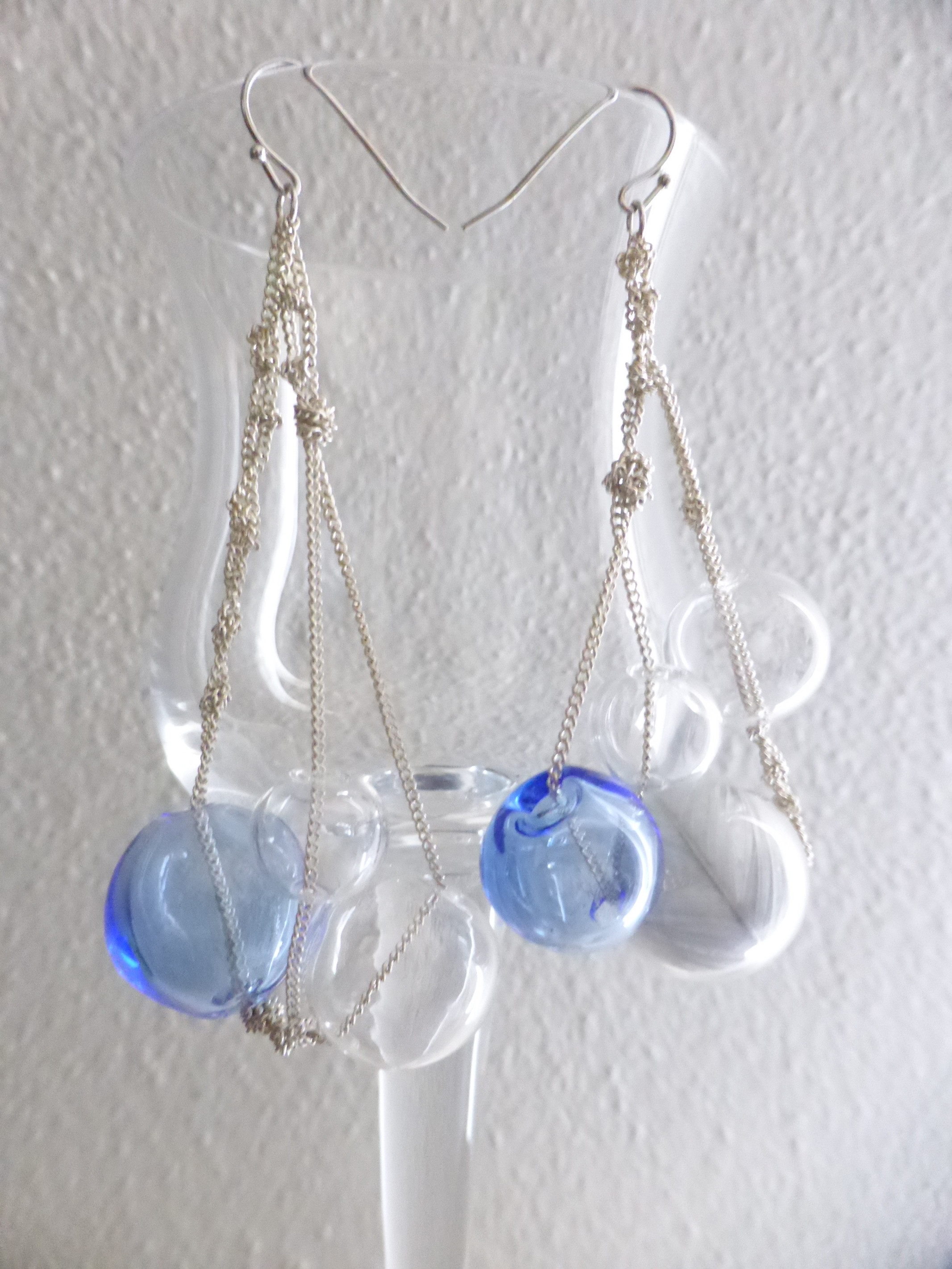 ベネチアンガラスで作ったバブルデザインピアス 21235