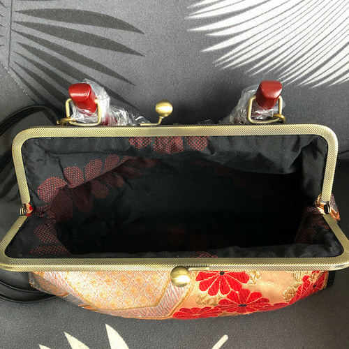 アンズルーム☆ハンドメイド☆竹持ち手☆着物 帯リメイク