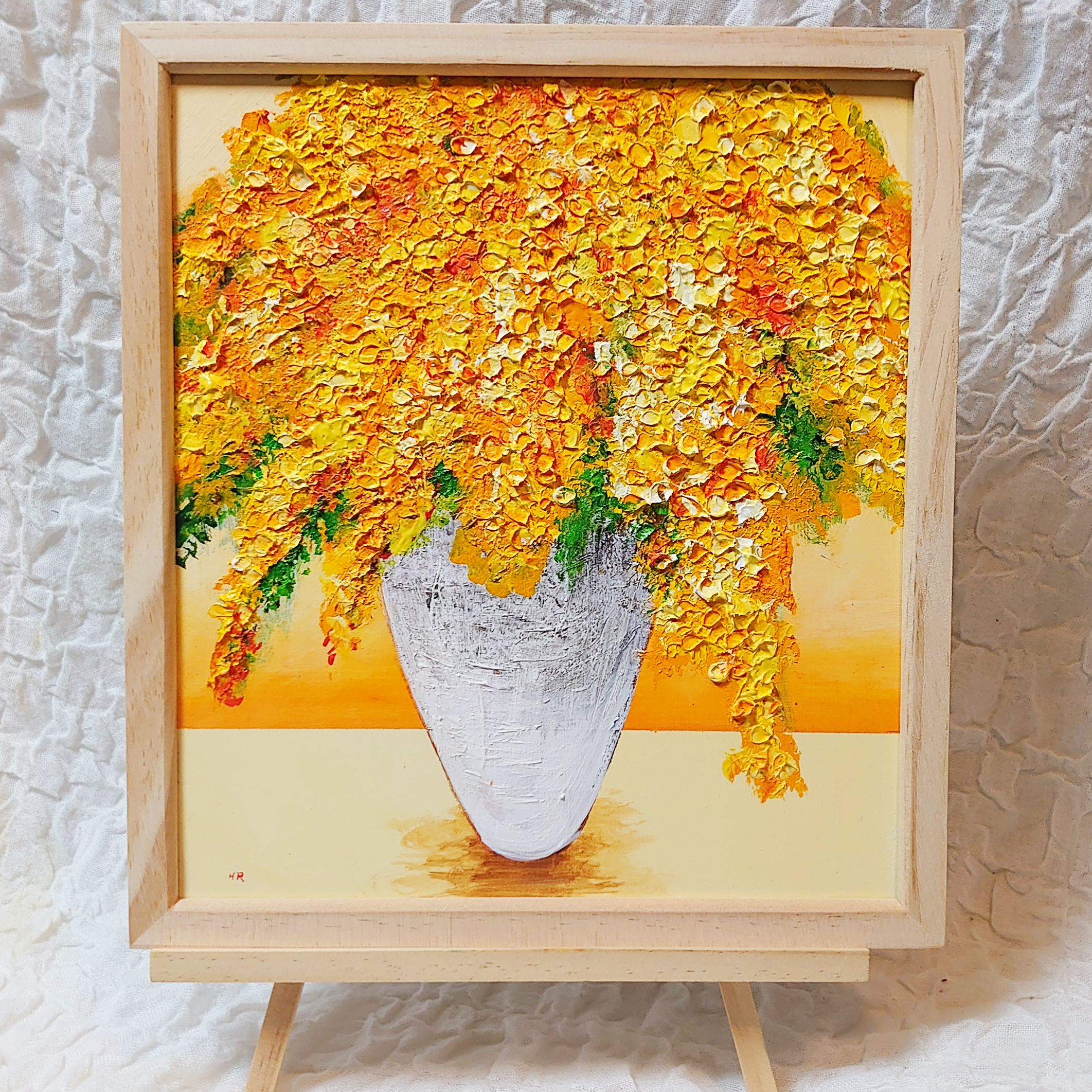 アートパネル【ミモザ】 油絵 絵画