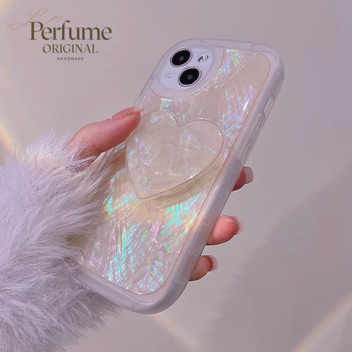名入れ♡キラキラホワイトカラフルシェル✨ポップソケット付き♡スマホケース✨手作り
