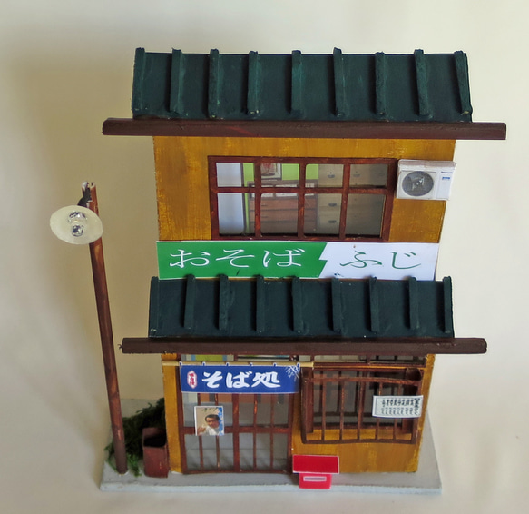 「リアル電飾」　下町のお蕎麦やさん　完成モデル　ジオラマ　ミニチュア　プレゼント 10枚目の画像