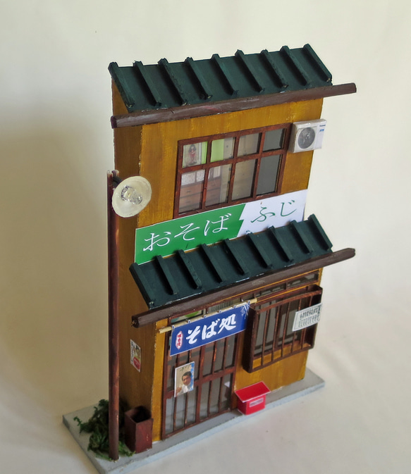 「リアル電飾」　下町のお蕎麦やさん　完成モデル　ジオラマ　ミニチュア　プレゼント 11枚目の画像