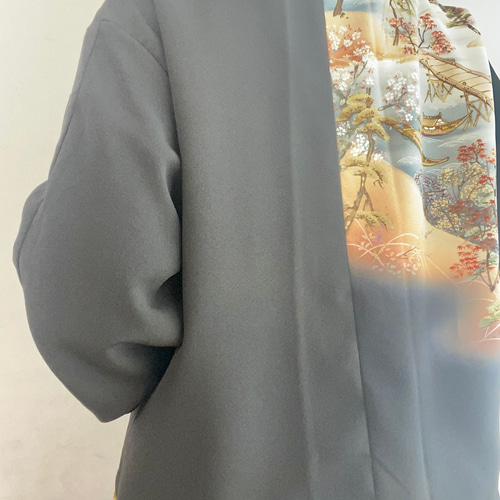 着物リメイク 黒留袖 紋入り MA1 ボンバージャケット ユニセックス 