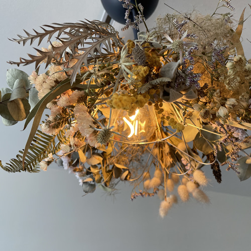 ドライフラワー照明＊LEDペンダントライト＊ナチュラルインテリアにぴったり ドライフラワーのペンダントライト 照明 LED 間接照明 コードレス