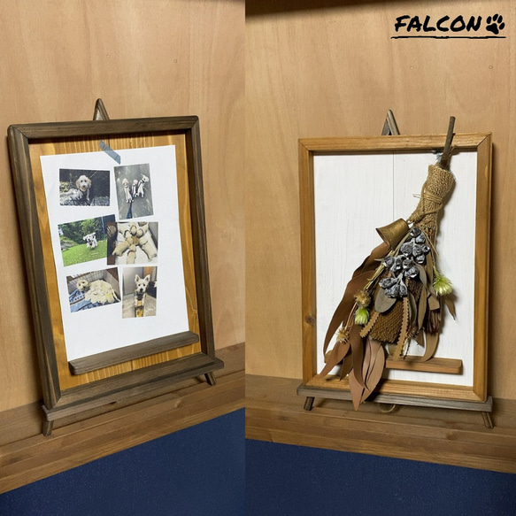 [工房FALCON] 木製掲示板イーゼルタイプ　ホワイト&オークカラーver. 7枚目の画像