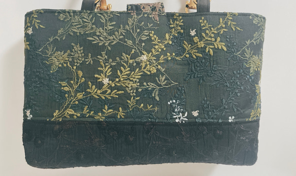 Ｓ横長　刺繍シリーズ pjc「雑木林&アザミ」バンブー　和装にも… 2枚目の画像
