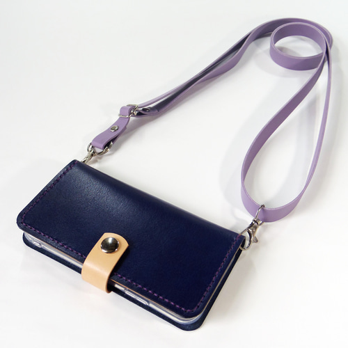 ショルダーストラップ PUレザー 幅1.5mm スマホショルダー パープル