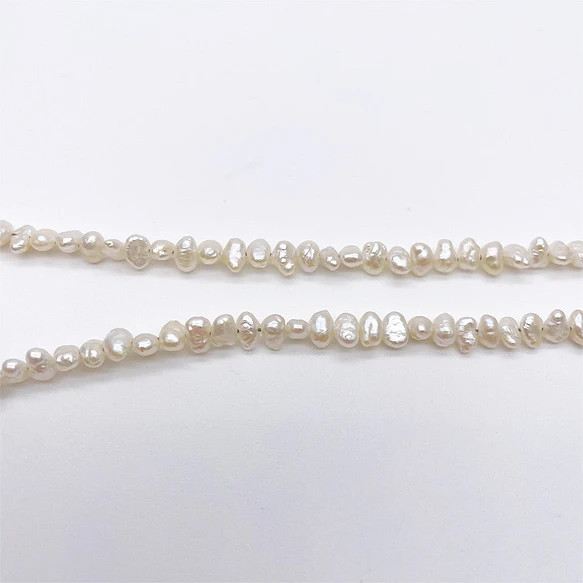 希少 無核 ケシ 連40cm 極小 淡水パール 芥子 バロック 真珠 3~3.5mm*3.5~5mm ルース ナチュラル 4枚目の画像