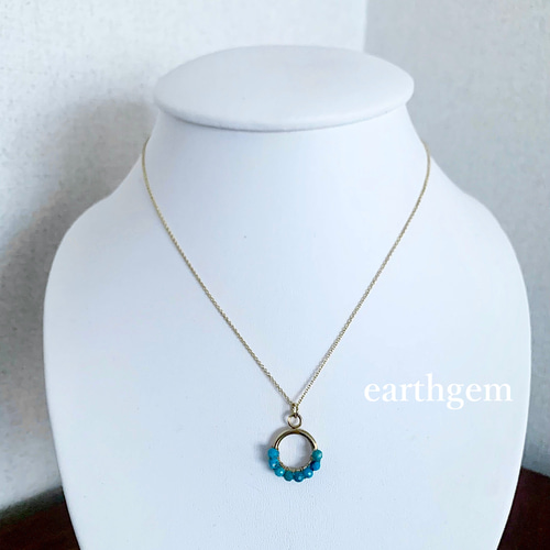 14kgf】青緑のAA＋＋ターコイズのゴールドフィルドネックレス