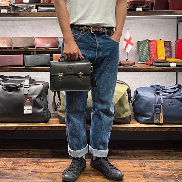 英国デザイン牛革かばんValise ミニサッチェルバッグ レーシンググリーン バリス