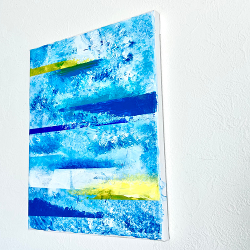 零068】絵画 宇宙 青 空 海 抽象画 原画 インテリア 絵画 零