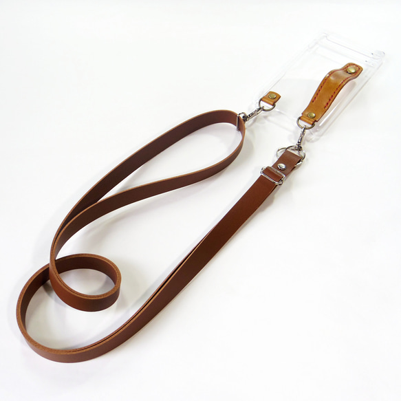 ブラウンレザーポーチ ショルダーストラップ付き ショルダーストラップ PUレザー 幅1.5mm スマホショルダー ブラウン