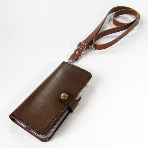 ブラウンレザーポーチ ショルダーストラップ付き ベルトポーチ 本革 バイカー ライダーズ ウエストバッグ ウエスト