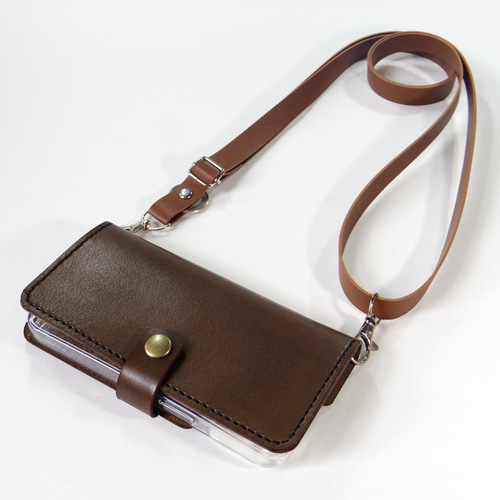 ショルダーストラップ PUレザー 幅1.5mm スマホショルダー ブラウン