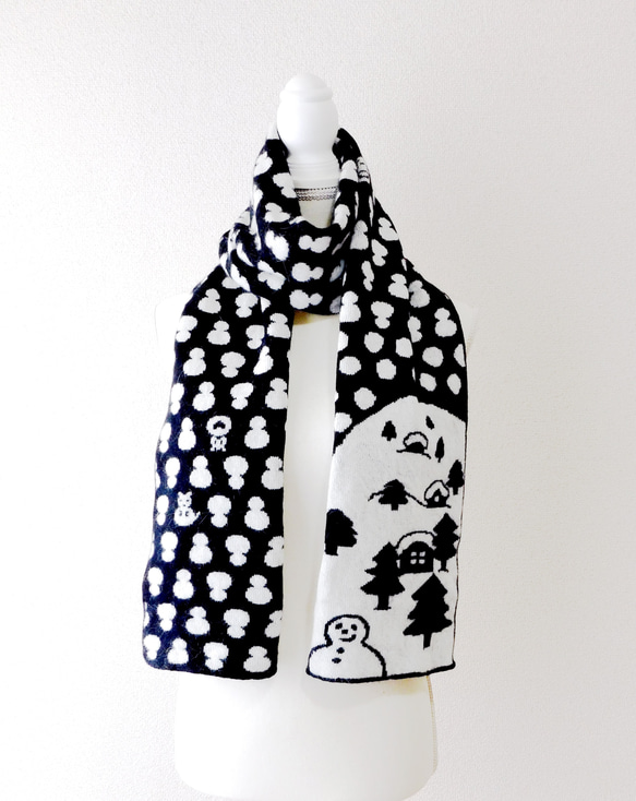 snowmanマフラー 黒 マフラー in the pocket 通販 14363666｜Creema