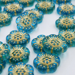 アンティーク調 フラワー ビーズ 12mm【 Turquoise 】10個 2枚目の画像