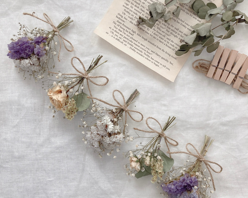 Purple&WhiteRoseのドライフラワーガーランド♡スワッグ Freestyle