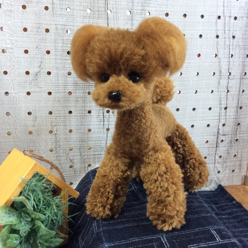羊毛フェルト 毛糸 トイプードル（レッド）大きめ❣️23cm 羊毛フェルト 毛糸 トイプードル（レッド）大きめ❣️23cm