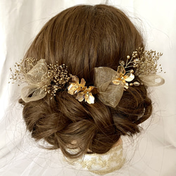 《送料無料》⌘ゴールドフラワー⌘髪飾り ヘッドドレス 結婚式 和装 卒業式 成人式 3枚目の画像