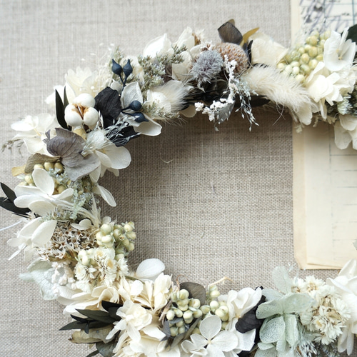 モノクロオーバルリース リース atelier-plantsplanet 通販 14364279