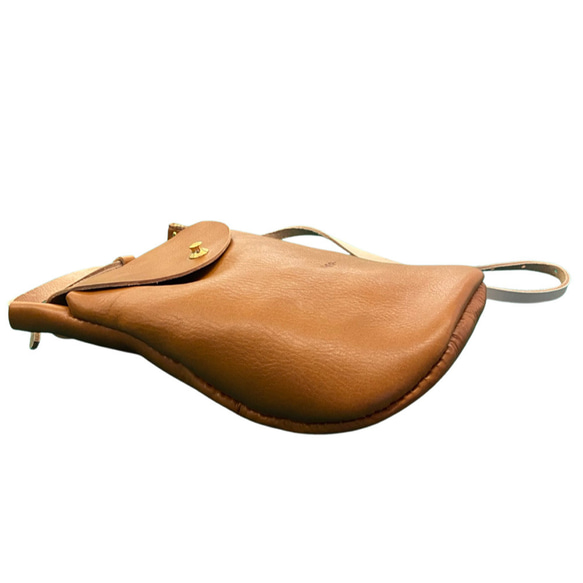 “ippi”“Warp”手拿包/棕色，迷你單肩斜挎包，真皮，天然 第4張的照片