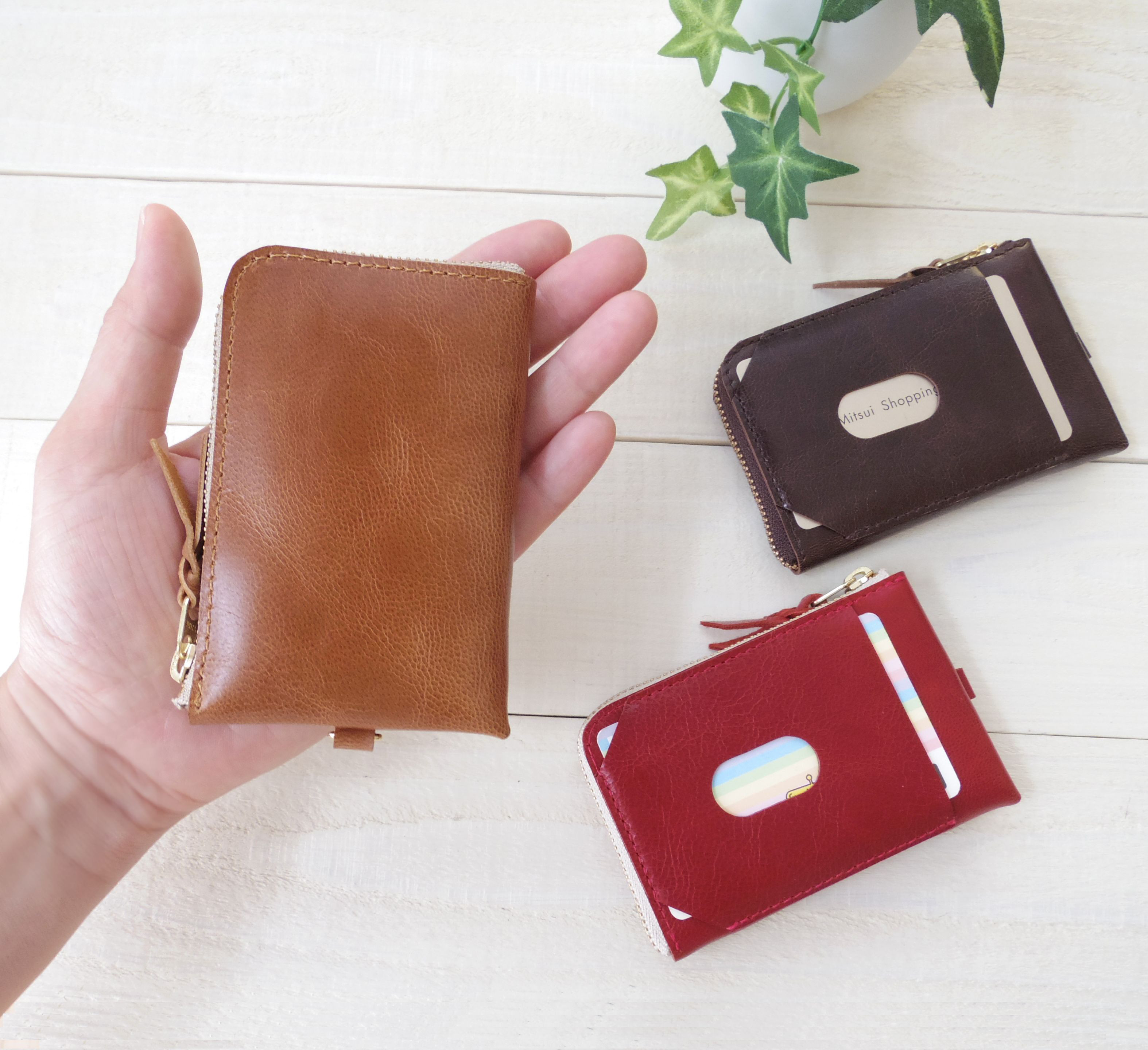 ミニマム財布☆ゴートレザー(ヤギ革) / L字ファスナー / 手のひらサイズ