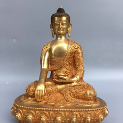 仏教美術 阿弥陀仏像 小仏像 銅製 銅器 仏教美術 仏像 西方三聖阿弥陀仏像 小仏像 銅製 銅器 美品☆黄楊