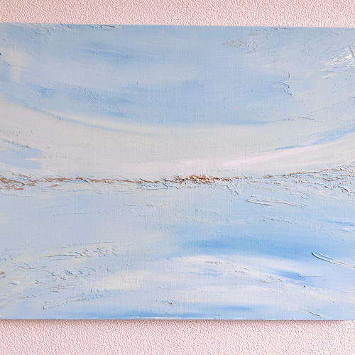 癒しの風景絵画＊空と海　どこまでもブルー　煌めきの海　ヒーリング　リフレッシュ 風景画 海の絵 パステル画 癒し 絵画 夏 ヒーリングアート