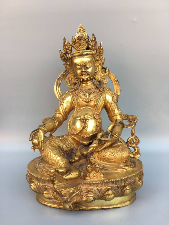 純銅黄財神仏像精工ネパール金密宗チベット拉仏像安置招財置物
