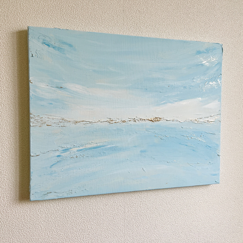 癒しの風景絵画＊空と海　どこまでもブルー　煌めきの海　ヒーリング　リフレッシュ SKY - 青 海 絵画 インテリア アート 絵画 空 癒し モダン